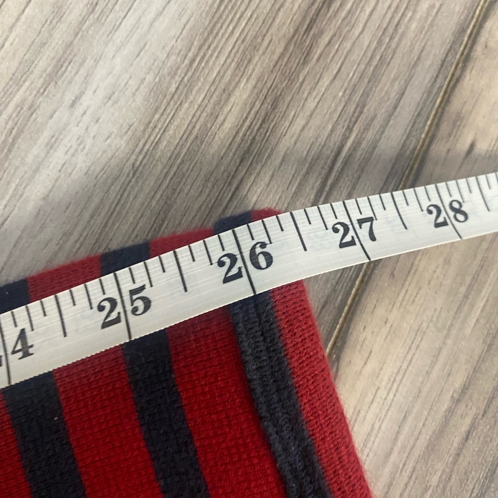 LL Bean Mens Striped Sweater Size XXL Long Sleeve Quarter Zip Pullover Red Navy - Picture 8 of 8